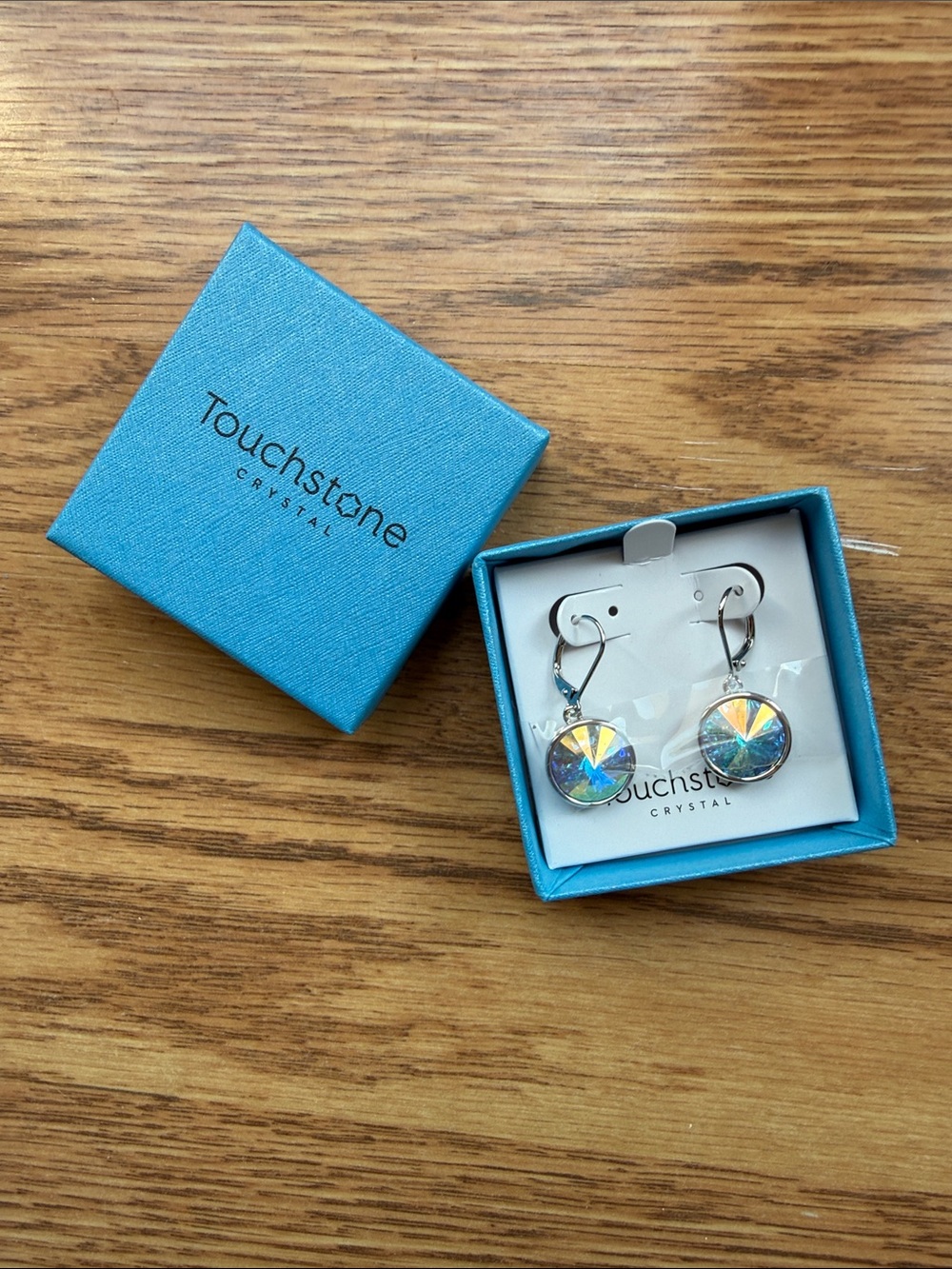 Touchstone Crystal Aurore Boreale Lulu Earrings, New in Box